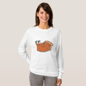 Grappige cartoon antropomorfe pompoentaart t-shirt (Voorkant volledig)