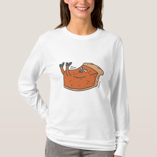Grappige cartoon antropomorfe pompoentaart t-shirt (Voorkant)