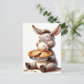 Grappige Cartoon Apple Pie Donkey Briefkaart (Staand voorkant)