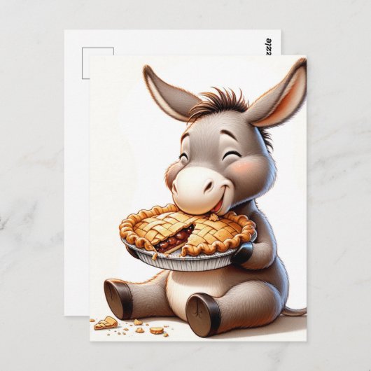 Grappige Cartoon Apple Pie Donkey Briefkaart (Voorkant / Achterkant)
