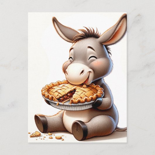 Grappige Cartoon Apple Pie Donkey Briefkaart (Voorkant)