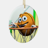 Grappige Cartoon Basketbal in een Hoop Keramisch Ornament (Rechts)