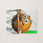 Grappige Cartoon Basketbal in een Hoop Legpuzzel (Horizontaal)