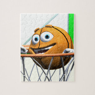 Grappige Cartoon Basketbal in een Hoop Legpuzzel