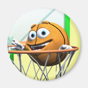 Grappige Cartoon Basketbal in een Hoop Magneet