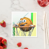Grappige Cartoon Basketbal in een Hoop Servet (Insitu)
