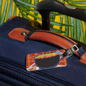 Grappige Cartoon BBQ Grill met Tangen en Spiesjes Bagagelabel