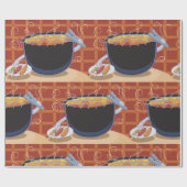 Grappige Cartoon BBQ Grill met Tangen en Spiesjes Cadeaupapier (Vlak)