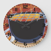 Grappige Cartoon BBQ Grill met Tangen en Spiesjes Grote Klok (Voorkant)