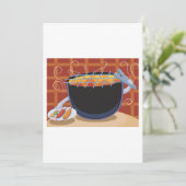 Grappige Cartoon BBQ Grill met Tangen en Spiesjes Kaart (Staand voorkant)