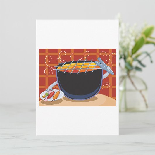 Grappige Cartoon BBQ Grill met Tangen en Spiesjes Kaart