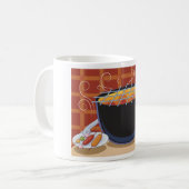 Grappige Cartoon BBQ Grill met Tangen en Spiesjes Koffiemok (Voorkant links)