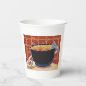 Grappige Cartoon BBQ Grill met Tangen en Spiesjes Papieren Bekers (Voorkant)