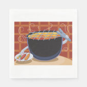 Grappige Cartoon BBQ Grill met Tangen en Spiesjes Servet (Voorkant)
