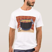 Grappige Cartoon BBQ Grill met Tangen en Spiesjes T-shirt (Voorkant)