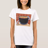 Grappige Cartoon BBQ Grill met Tangen en Spiesjes T-shirt (Voorkant)