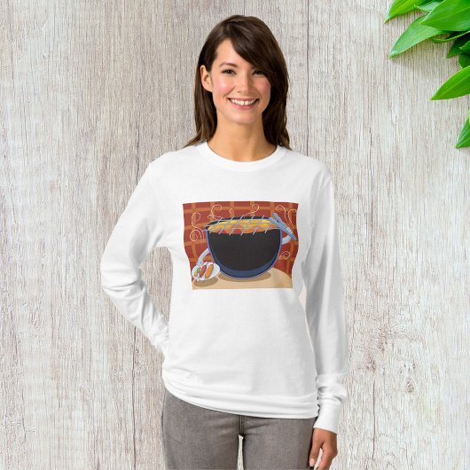 Grappige Cartoon BBQ Grill met Tangen en Spiesjes T-shirt