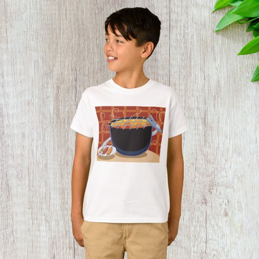 Grappige Cartoon BBQ Grill met Tangen en Spiesjes T-shirt
