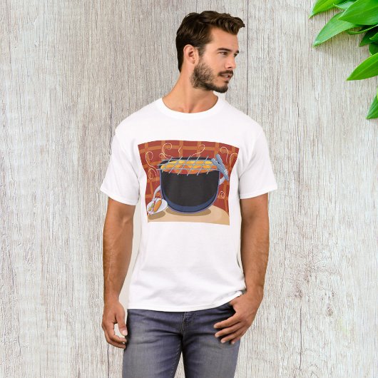 Grappige Cartoon BBQ Grill met Tangen en Spiesjes T-shirt