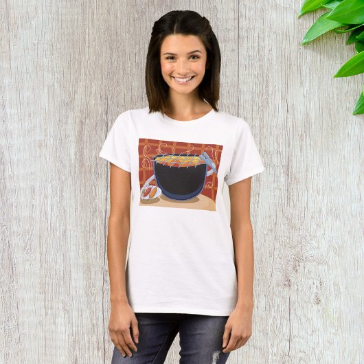 Grappige Cartoon BBQ Grill met Tangen en Spiesjes T-shirt