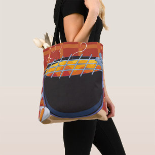 Grappige Cartoon BBQ Grill met Tangen en Spiesjes Tote Bag