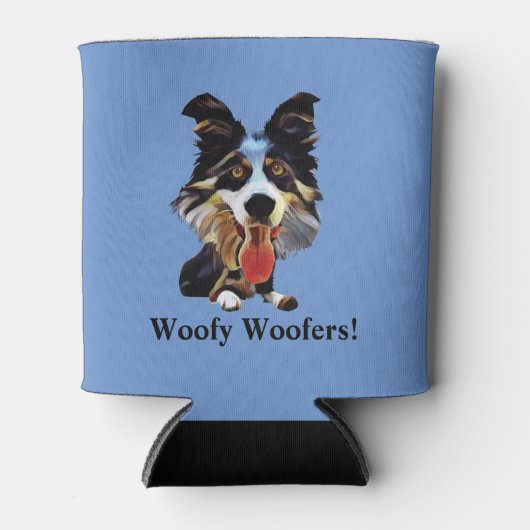 Grappige Cartoon Border Collie Koelbox voor Blikje Blikjeskoeler (Voorkant)