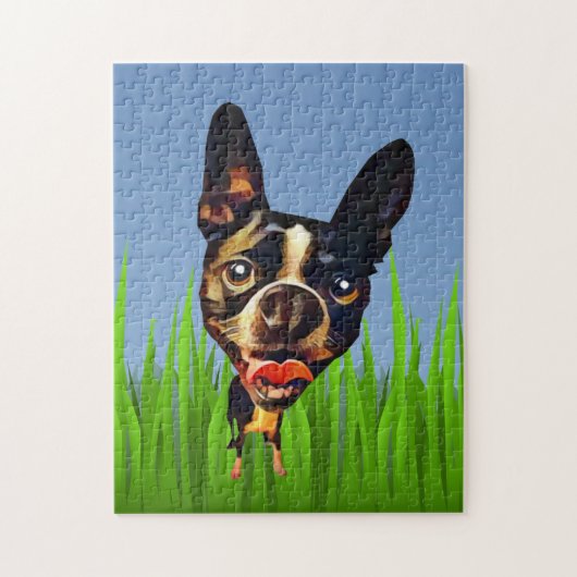 Grappige Cartoon Boston Terrier 252-delige Puzzel (Verticaal)