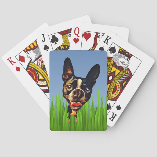 Grappige Cartoon Boston Terrier Deck van kaarten (Achterkant)