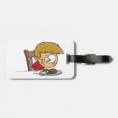 Grappige Cartoon Boy enthousiast voor het diner Bagagelabel (Achterkant horizontaal)