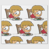 Grappige Cartoon Boy enthousiast voor het diner Cadeaupapier (Vlak)