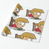 Grappige Cartoon Boy enthousiast voor het diner Cadeaupapier (Uitgerold)