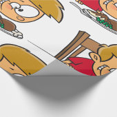 Grappige Cartoon Boy enthousiast voor het diner Cadeaupapier