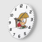 Grappige Cartoon Boy enthousiast voor het diner Grote Klok (Hoek)