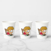Grappige Cartoon Boy enthousiast voor het diner Papieren Bekers