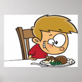 Grappige Cartoon Boy enthousiast voor het diner Poster (Voorkant)
