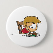 Grappige Cartoon Boy enthousiast voor het diner Ronde Button 7,6 Cm (Voorkant)