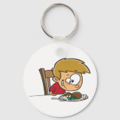 Grappige Cartoon Boy enthousiast voor het diner Sleutelhanger (Achterkant)