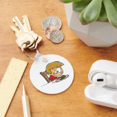 Grappige Cartoon Boy enthousiast voor het diner Sleutelhanger