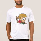 Grappige Cartoon Boy enthousiast voor het diner T-shirt (Voorkant)