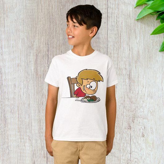 Grappige Cartoon Boy enthousiast voor het diner T-shirt