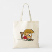 Grappige Cartoon Boy enthousiast voor het diner Tote Bag (Achterkant)
