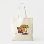 Grappige Cartoon Boy enthousiast voor het diner Tote Bag (Voorkant)