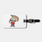 Grappige Cartoon Boy met Braces Smile Bagagelabel (Voorkant horizontaal)