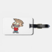 Grappige Cartoon Boy met Braces Smile Bagagelabel (Achterkant horizontaal)