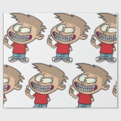 Grappige Cartoon Boy met Braces Smile Cadeaupapier (Vlak)