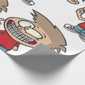 Grappige Cartoon Boy met Braces Smile Cadeaupapier