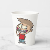 Grappige Cartoon Boy met Braces Smile Papieren Bekers (Voorkant)