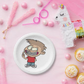 Grappige Cartoon Boy met Braces Smile Papieren Bordje (Feest)