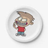Grappige Cartoon Boy met Braces Smile Papieren Bordje (Voorkant)