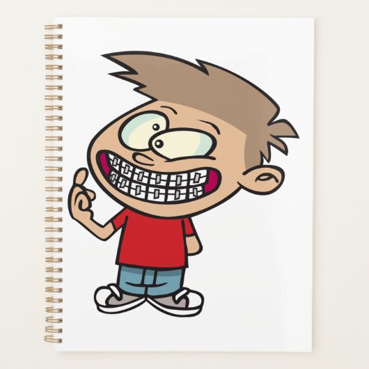 Grappige Cartoon Boy met Braces Smile Planner (Voorkant)